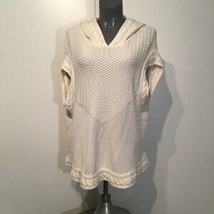 Devoted Hooded Knit Short Sleeve V-Neck Sweater  Size M